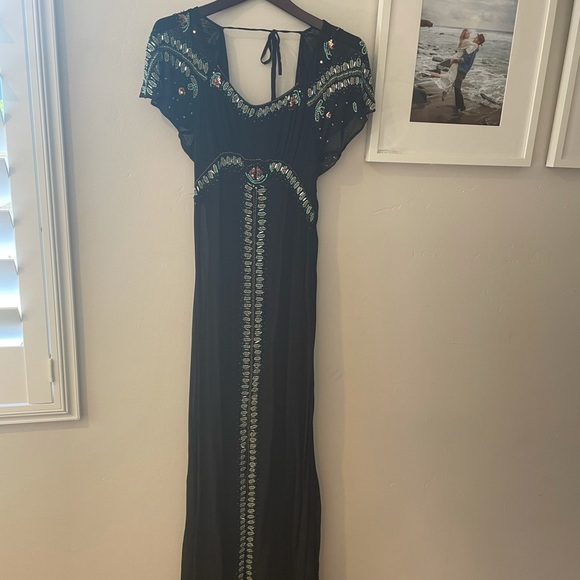 Free People Formal black chiffon  gown size 2 - Picture 2 of 6